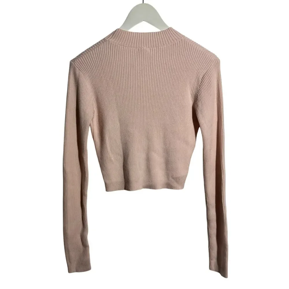 Brandy Melville John Galt Brett Sweater‎ Women S Light Pink Ribber Cotton Blend